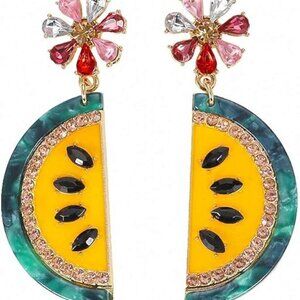 Zaxie Fruit Watermelon Rhinestone Drop Earrings